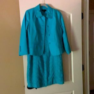 Talbots teal dress with matching jacket. Both sz12